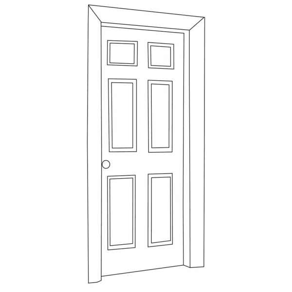 Skizze Geschlossene Tür Auf Weißem Hintergrund — Stockvektor
