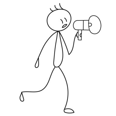  Çubuk adam megafonlu, izole, vektör