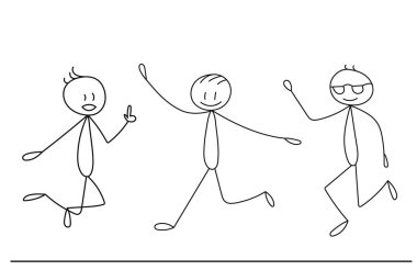 Zıplayan adamın çöp adam figürü, izole