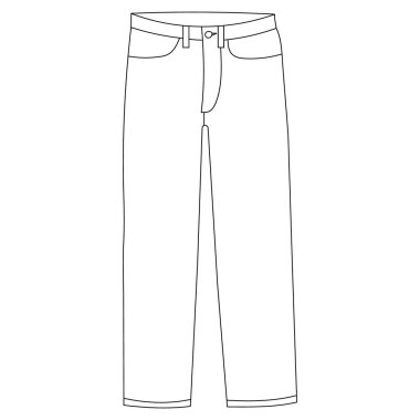 vektör, izole, kontür, çizim pantolonu, pantolon