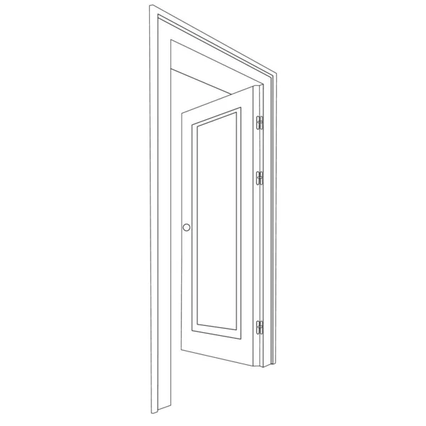 Vector Isolated Door Outline Sketch White Background — Stock Vector