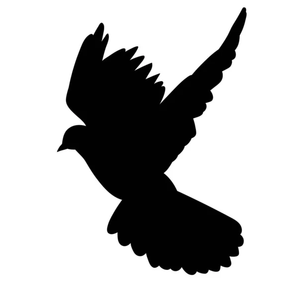 Oiseau Volant Silhouette Noire Colombe Vecteur Isolé — Image vectorielle