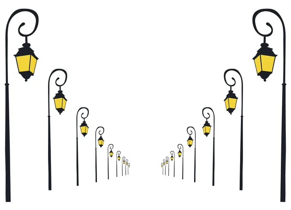 Sikátor Utca Park Lámpás Dekorációs Lámpás Elszigetelt — Stock Vector
