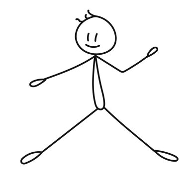 Çubuk adam atlama, neşe, izole edilmiş, vektör