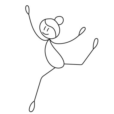 Çubuk figürlü kız atlama, izole edilmiş, vektör