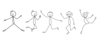 çubuk figürü dudi jumping, sevinç, izole edilmiş, vektör