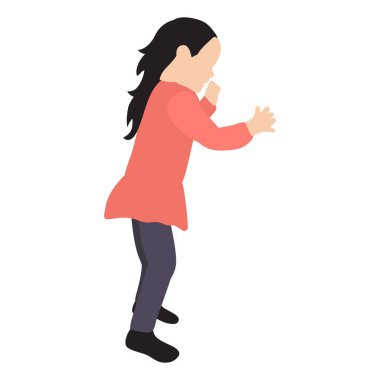  Yalnız, kız, çocuk düz bir şekilde dans ediyor, yüzü yok.