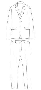 vektör, izole edilmiş, dış hatlar, erkek kıyafeti çizimi.