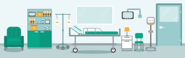 Hastane koğuşu düz stil, hastane izole, vektör