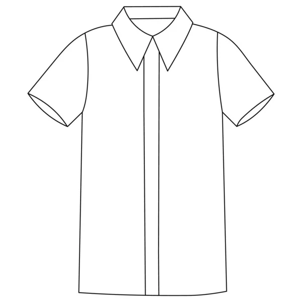 Contorno Esboço Camisa Manga Curta — Vetor de Stock