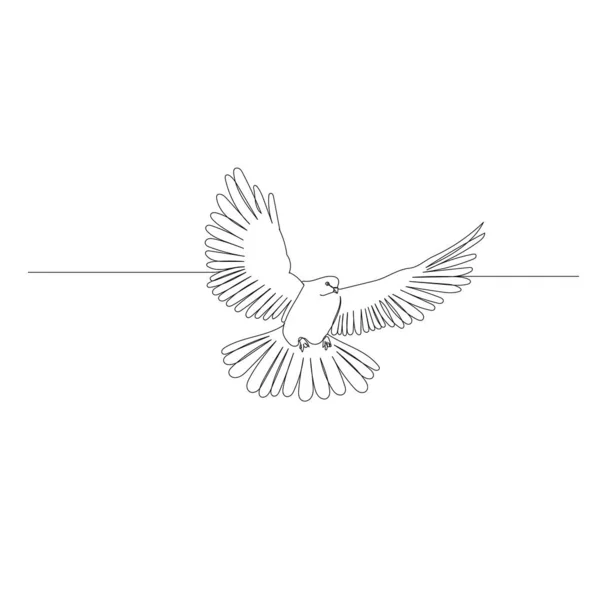 Изолированная Непрерывная Линия Рисования Летающей Птицы — стоковый вектор