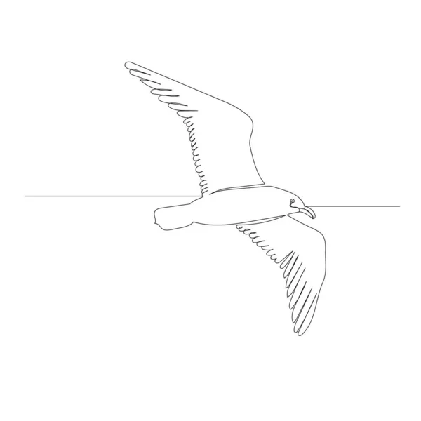 Disegno Linea Continua Isolato Vettoriale Dell Uccello Volante — Vettoriale Stock