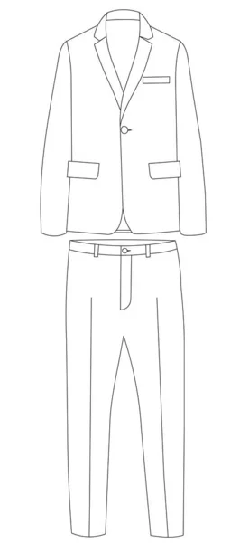 Vecteur Isolé Contour Croquis Costume Homme — Image vectorielle