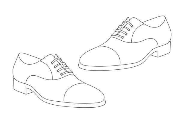 Vektor Terisolasi Kontur Sketsa Sepatu Pria - Stok Vektor