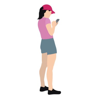 Telefonu düz stili olan, izole edilmiş, vektör