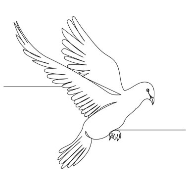 vektör, izole, kuş sürekli bir çizgi çizerek uçar