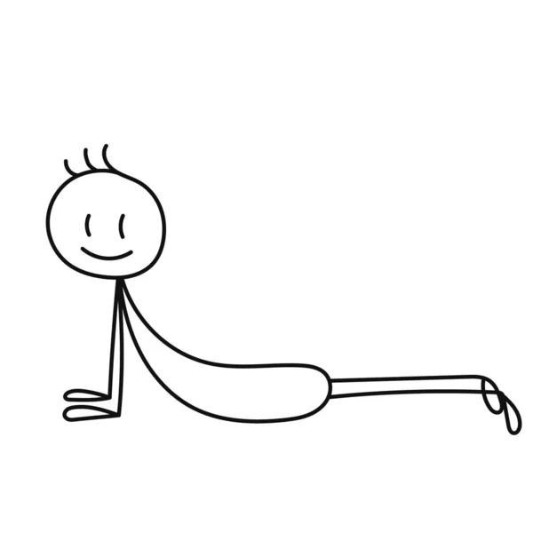 Stick Figure Homme Faisant Des Exercices Yoga Isolé Vecteur — Image vectorielle