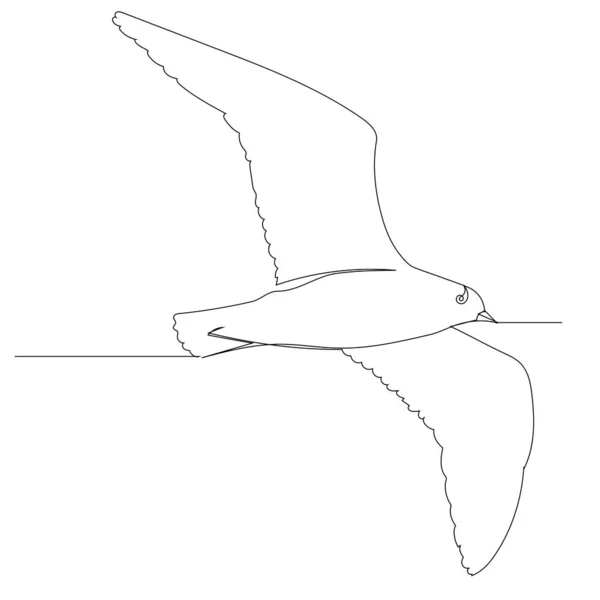 Одна Лінія Малює Птах Літає — стоковий вектор