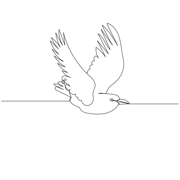 Fliegender Vogel Durchgehende Linienzeichnung — Stockvektor