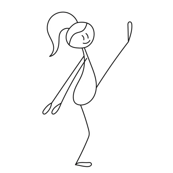 Bâton Figure Fille Faire Des Exercices — Image vectorielle