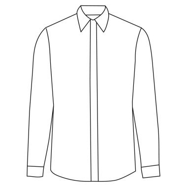 vektör, beyaz arkaplan erkek gömleği üzerindeki izole çizim