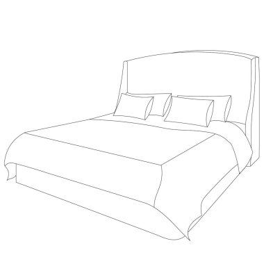 vektör, izole edilmiş, yatak çevresi, beyaz arkaplan üzerine çizim