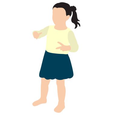 Çocuk düz bir şekilde dans ediyor, yüzü yok.