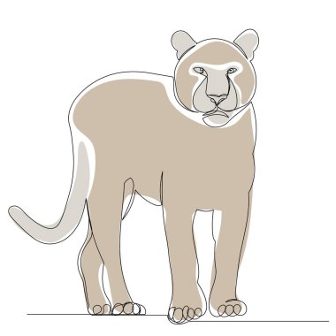 puma bir sürekli çizgi çizimi, vektör, izole edilmiş