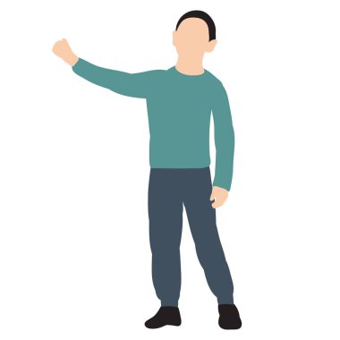 Yalıtılmış, düz stili olan, yüzü olmayan bir çocuk.