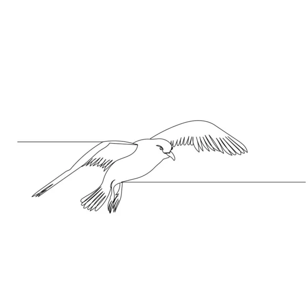 Oiseau Vole Une Ligne Continue Dessin — Image vectorielle