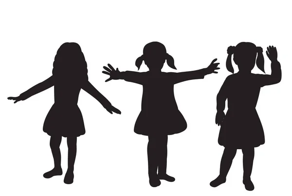 Vektor Isoliert Kinder Schwarze Silhouette Auf Weißem Hintergrund — Stockvektor