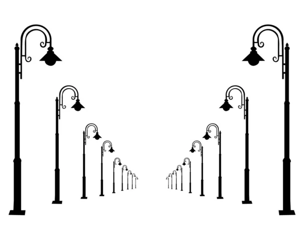Изолированный Силуэт Уличных Фонарей — стоковый вектор
