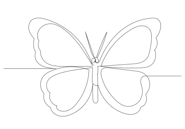 Schmetterling Fliegt Eine Durchgehende Linie — Stockvektor