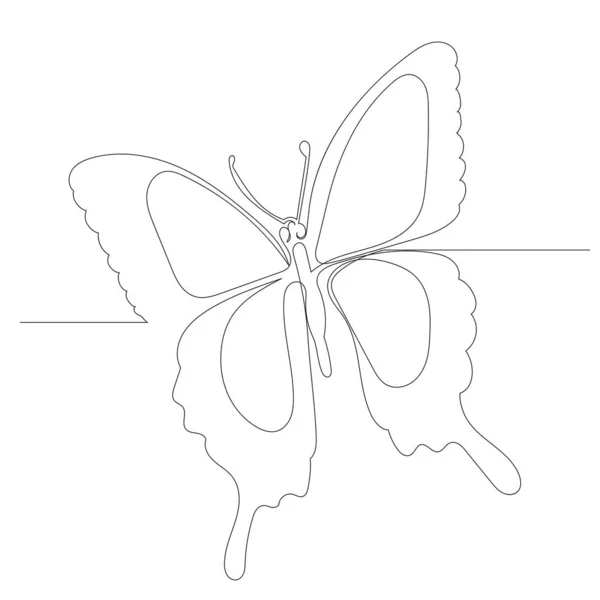 Vektor Schmetterling Fliegt Eine Durchgehende Linie — Stockvektor