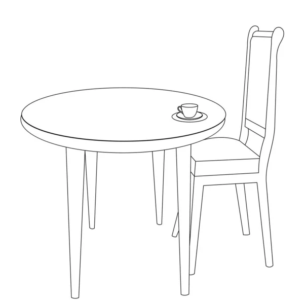 Vector Geïsoleerde Schets Tafel Stoel — Stockvector