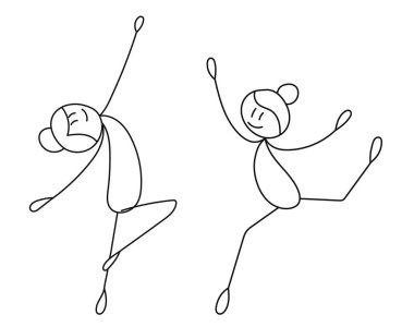 Çubuk figürlü kız dans ediyor.