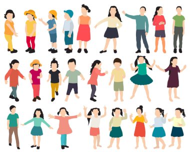 Çocuklar düz stil, set, koleksiyon