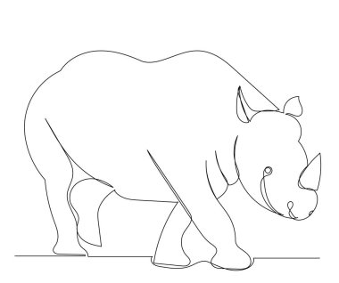 Gergedan sürekli çizgi, izole edilmiş, vektör