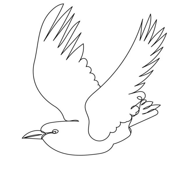 Σκίτσο Περίγραμμα Πουλί Πετά Λευκό Φόντο — Διανυσματικό Αρχείο