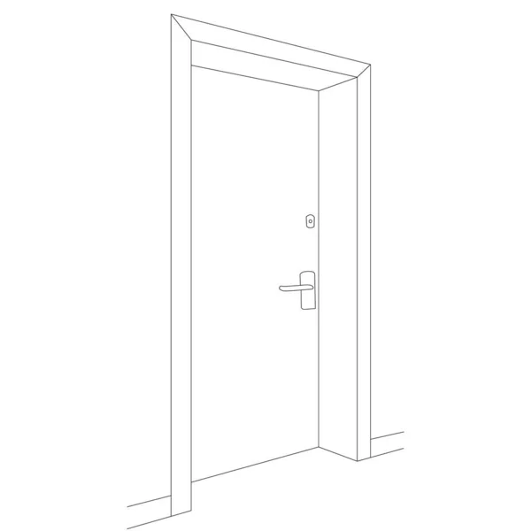 Door Outline Sketch White Background —  Vetores de Stock