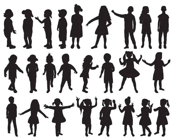 Isolated Set Children Silhouettes — Vetor de Stock