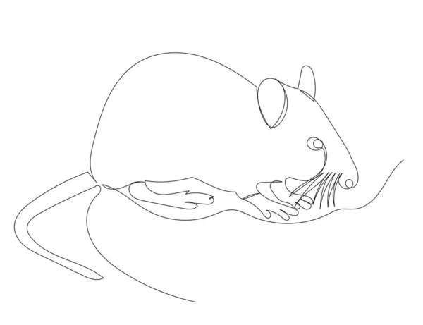 Rat Mouse Continuous Line Isolated Vector — Vetor de Stock