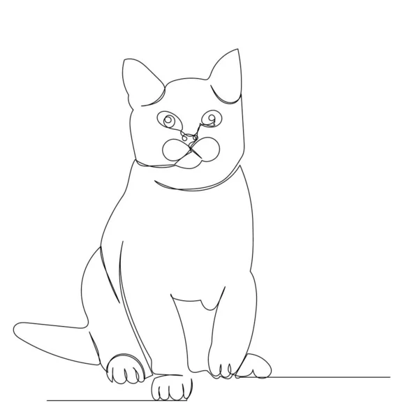 Безперервна Лінія Кішки Ізольована Вектор — стоковий вектор