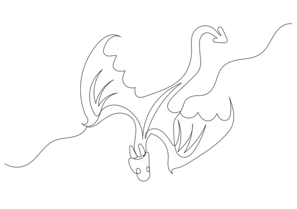 Dragon One Line Drawing Sketch Vector Isolated —  Vetores de Stock