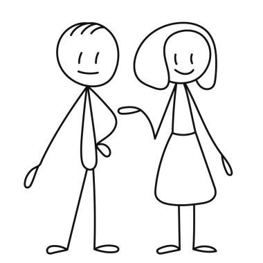 Çubuk adam ve kadın, izole, vektör