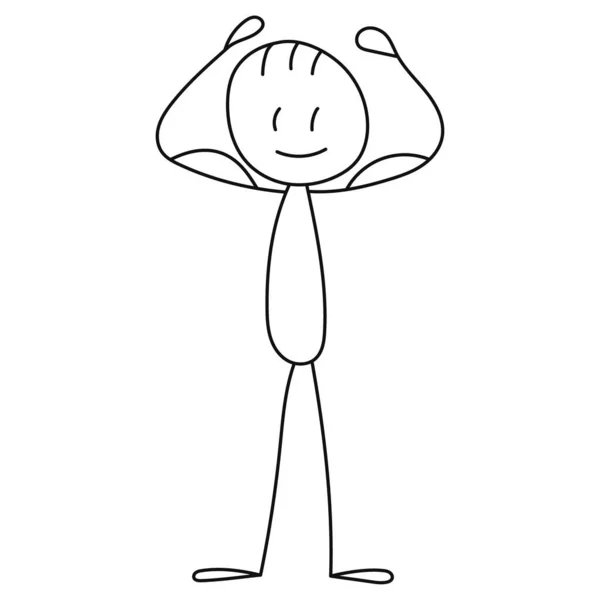 Stick Figure Strong Man Isolated Vector — Stock Vector