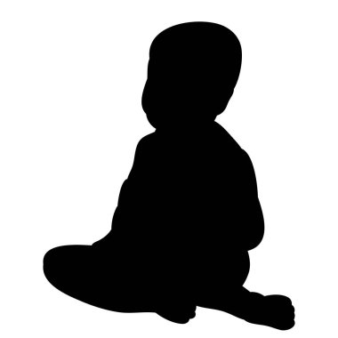 Beyaz arka planda siyah bir çocuk silueti