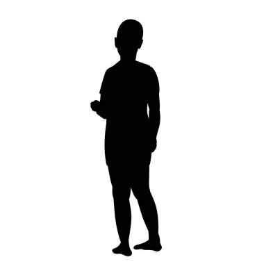 Beyaz arka planda siyah bir çocuk silueti, izole.