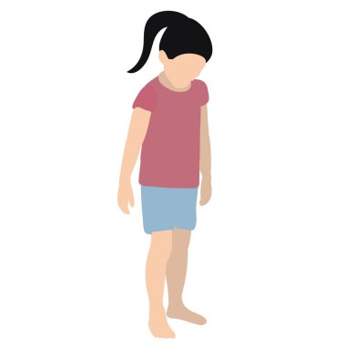 Beyaz arka planda, izole edilmiş, vektör biçiminde düz bir çocuk silueti