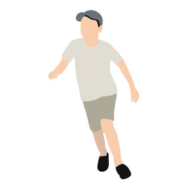 Siluet çocuk düz stil beyaz arka plan, izole, vektör